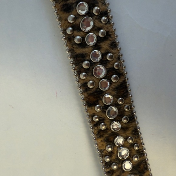 MADE IN ITALY Leopard Print Belt Rhinestones NWOT